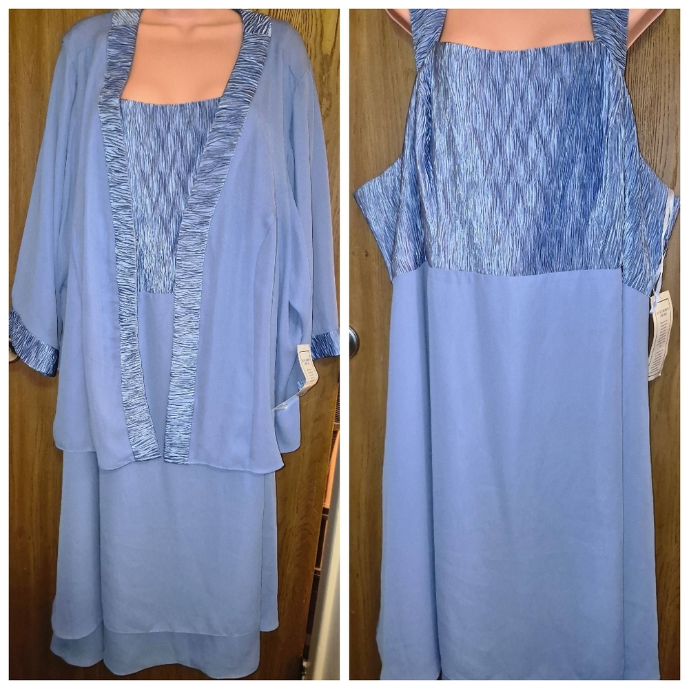 Cornflower Blue Dress Bridesmaid  Mother's Gown Plus Size 32w New Woman Within
